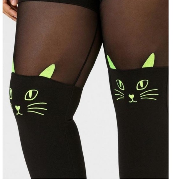 TORRID NWT Full Length Signature Waist Cat Neon Thread Leggings Halloween - Picture 4 of 7